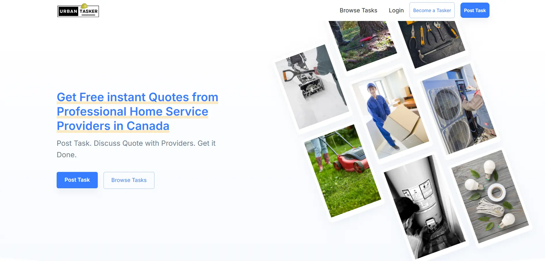 Urbantasker Landing Page Picture